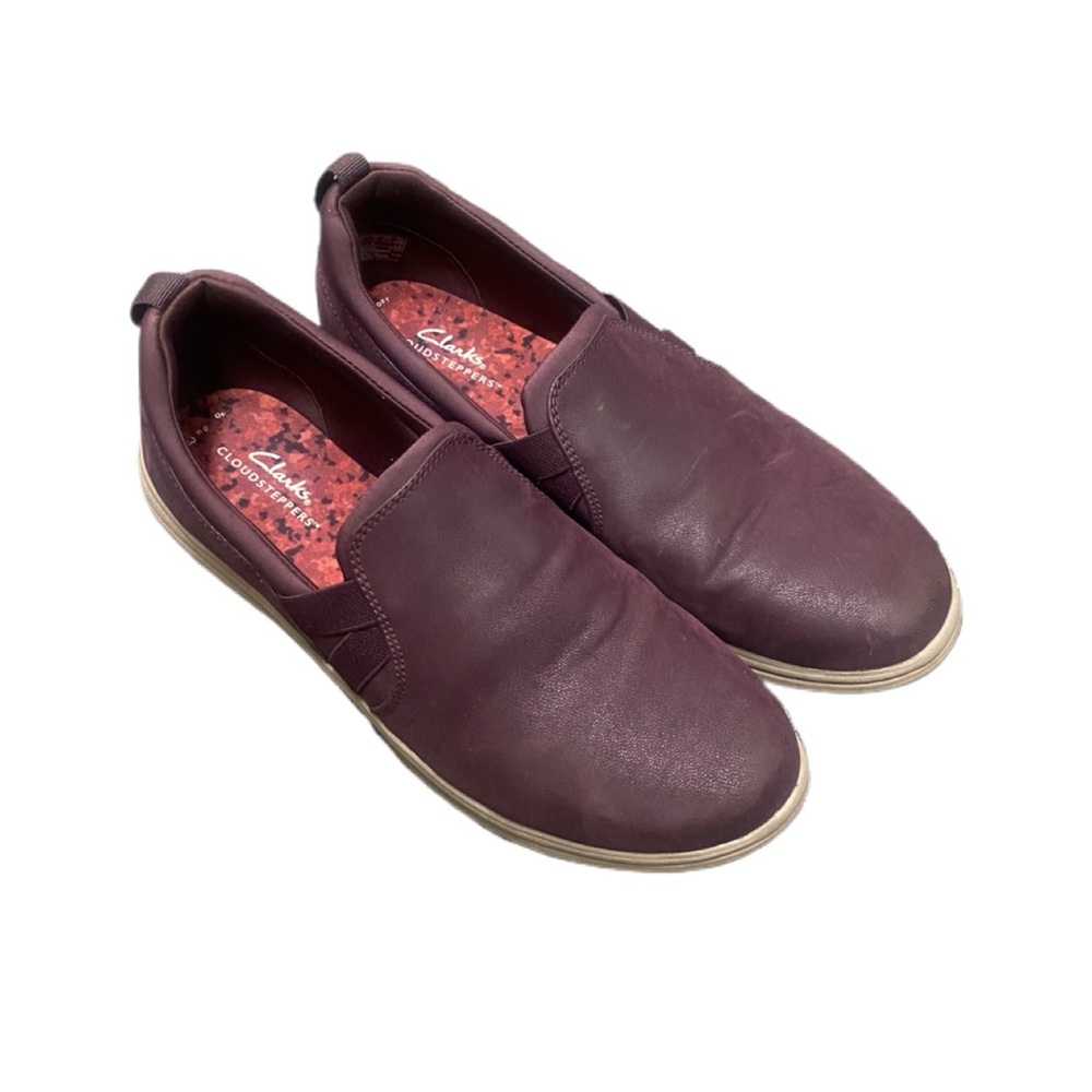 Clarks Cloudsteppers Women’s Breeze Bali Slip On Burgundy Flat Loafers Sz 10